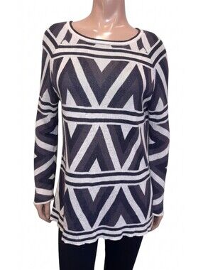 Harve Bernard Zig Zag Premium Knit Sweater Soft Rayon Blend Striped Size Small